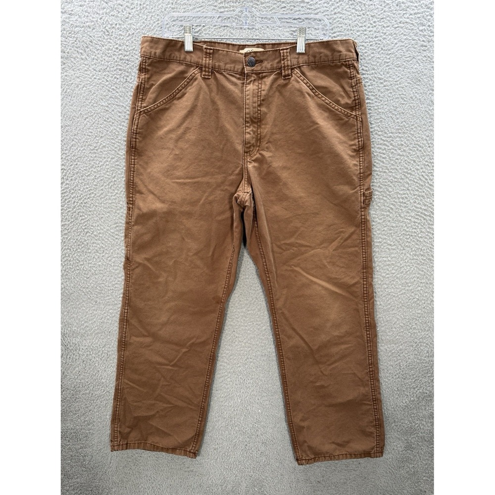 Blue Mountain Pants Mens 36x30 Brown Duck Canvas Carpenter Workwear Chore Barn